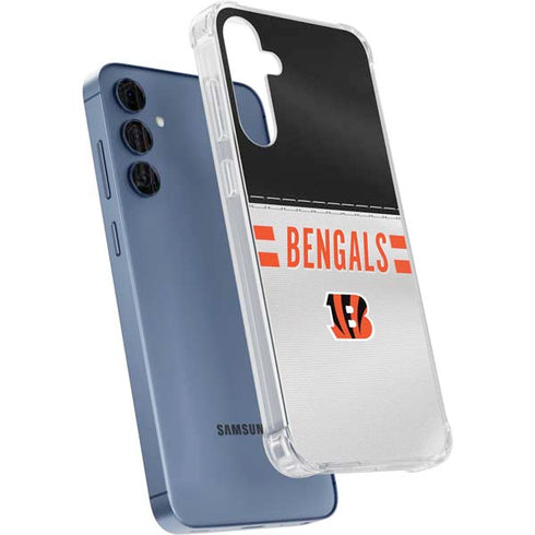 NFL Cincinnati Bengals White Striped Galaxy A35 5G Clear Case